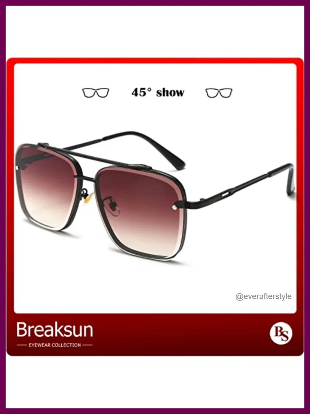 Oversized Square Aviator Sunglasses Metal Frame Tinted Lens Unisex